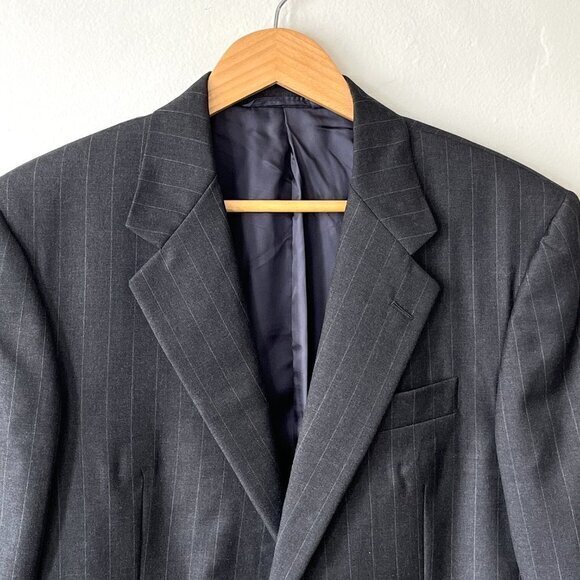 Hickey Freeman Mens Gray Pinstripe Blazer Suit Jacket Coat Size 38R 100% Wool - Picture 3 of 14